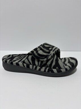 Vionic Women’s Indulge Relax Slippers Dark Grey Zebra, Size 10 M